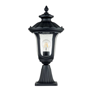 Elstead Lighting Pedestal Lantern from the Chicago range. Chicago 1 Light Small Pedestal Lantern Product Code = CC3-S-BK