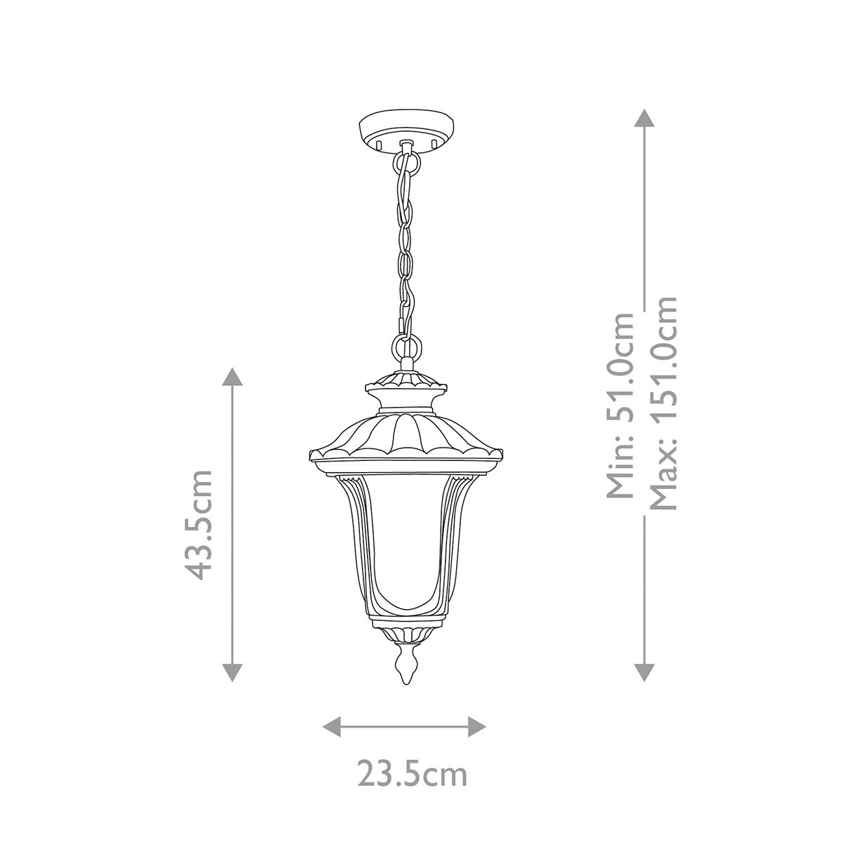 Elstead Lighting Outdoor Hanging from the Chicago range. Chicago 1 Light Small Chain Lantern - Textured Black – SKU CC8-S-BK