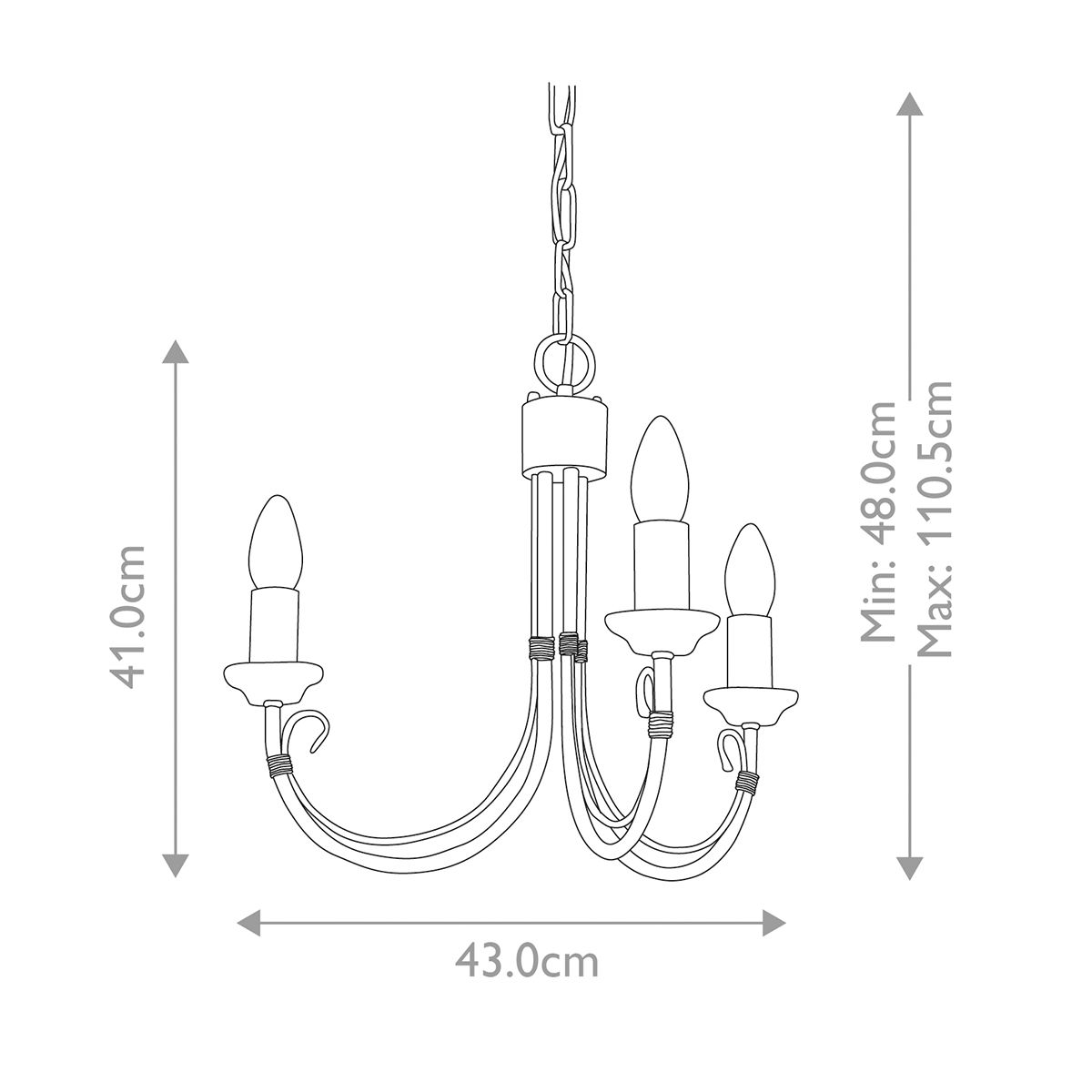 Elstead Lighting Chandelier from the Chartwell range. Chartwell 3 Light Chandelier – SKU CH3-BLACK