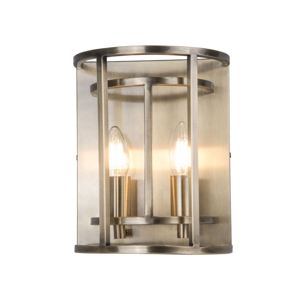 Magnalux Chester 2 Light Wall Light Antique Brass Part Number - CHE02ABWL