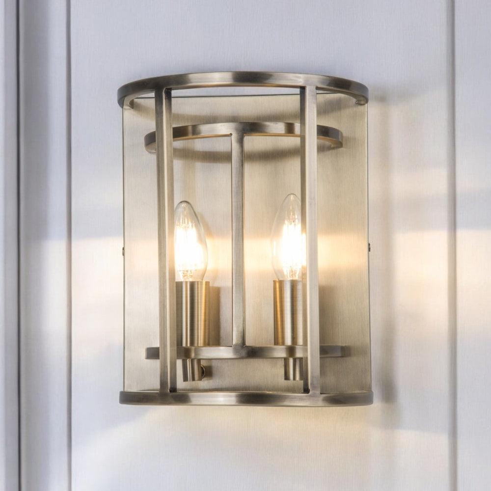 Magnalux Chester 2 Light Wall Light Antique Brass Part Number - CHE02ABWL