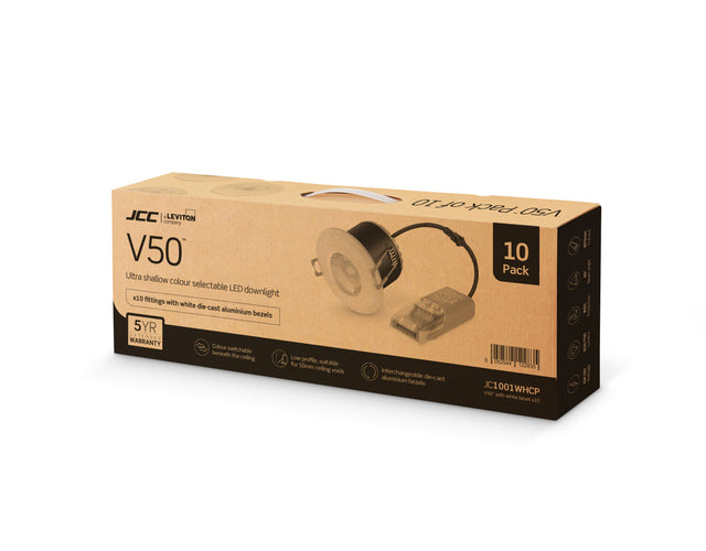 JCC Lighting JC1001WHCP V50™ Fire-rated Downlight 6W IP65 C/W White bezel Contractor Pack (QTY 10)