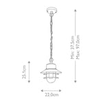 Elstead Lighting Outdoor Hanging from the Copenhagen range. Copenhagen 1 Light Chain Lantern – SKU COPENHAGEN8-BK