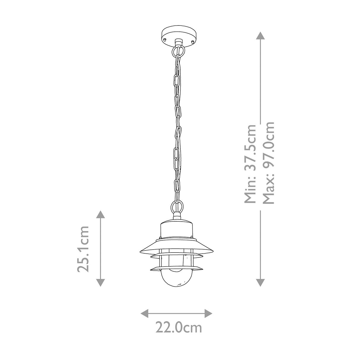 Elstead Lighting Outdoor Hanging from the Copenhagen range. Copenhagen 1 Light Chain Lantern – SKU COPENHAGEN8-BK