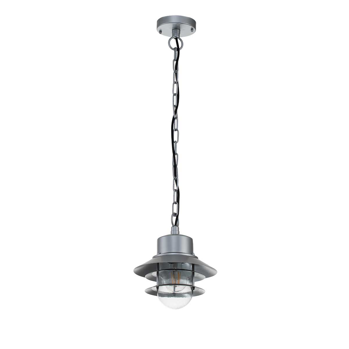 Elstead Lighting Outdoor Hanging from the Copenhagen range. Copenhagen 1 Light Chain Lantern Product Code = COPENHAGEN8-SIL