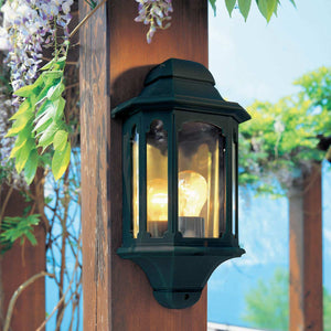 Elstead Lighting Outdoor Wall Light from the Chapel range. Chapel 1 Light Half Lantern Product Code = CP7-BLACK