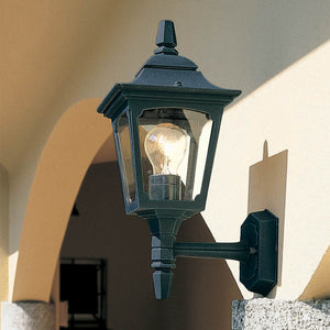 Elstead Lighting Outdoor Wall Light from the Chapel Mini range. Chapel 1 Light Mini Up Wall Lantern Product Code = CPM1-BLACK
