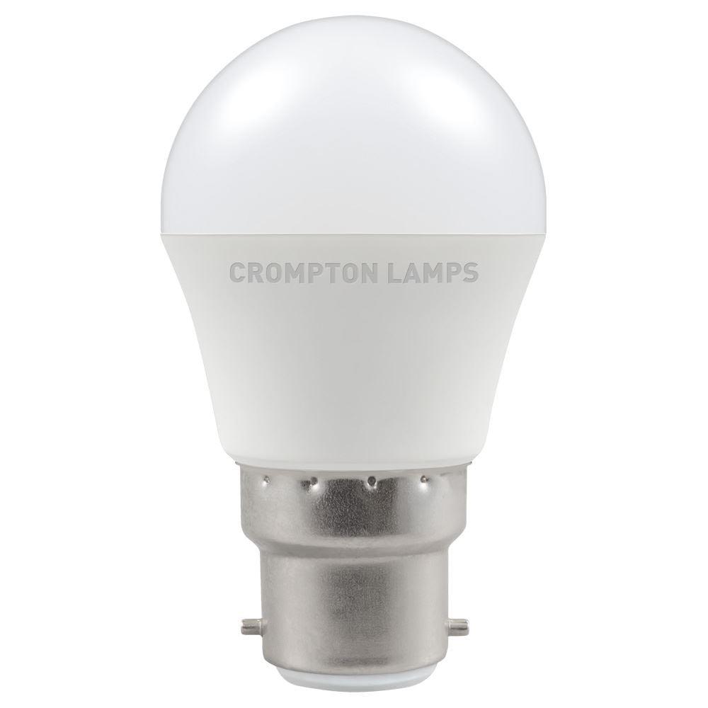 Crompton Lamps FL-CP-LRND45BCO/5.5DL CROM - Crompton Lamps Crompton LED 45mm Rounds Part Number 11564 Crompton LED 45mm Round Thermal Plastic 5.5W B22d Daylight Opal