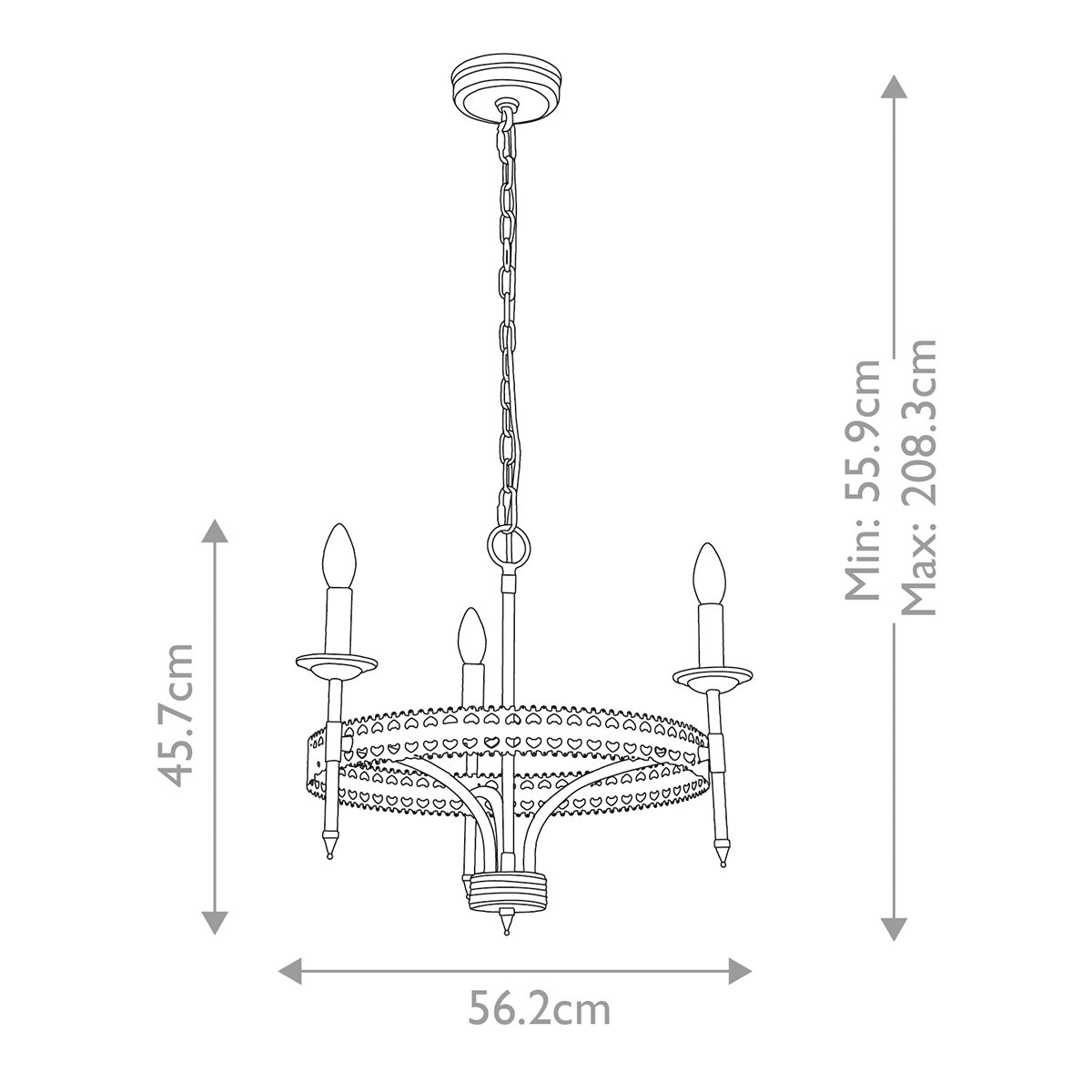 Elstead Lighting Chandelier from the Crown range. Crown 3 Light Chandelier – SKU CROWN3