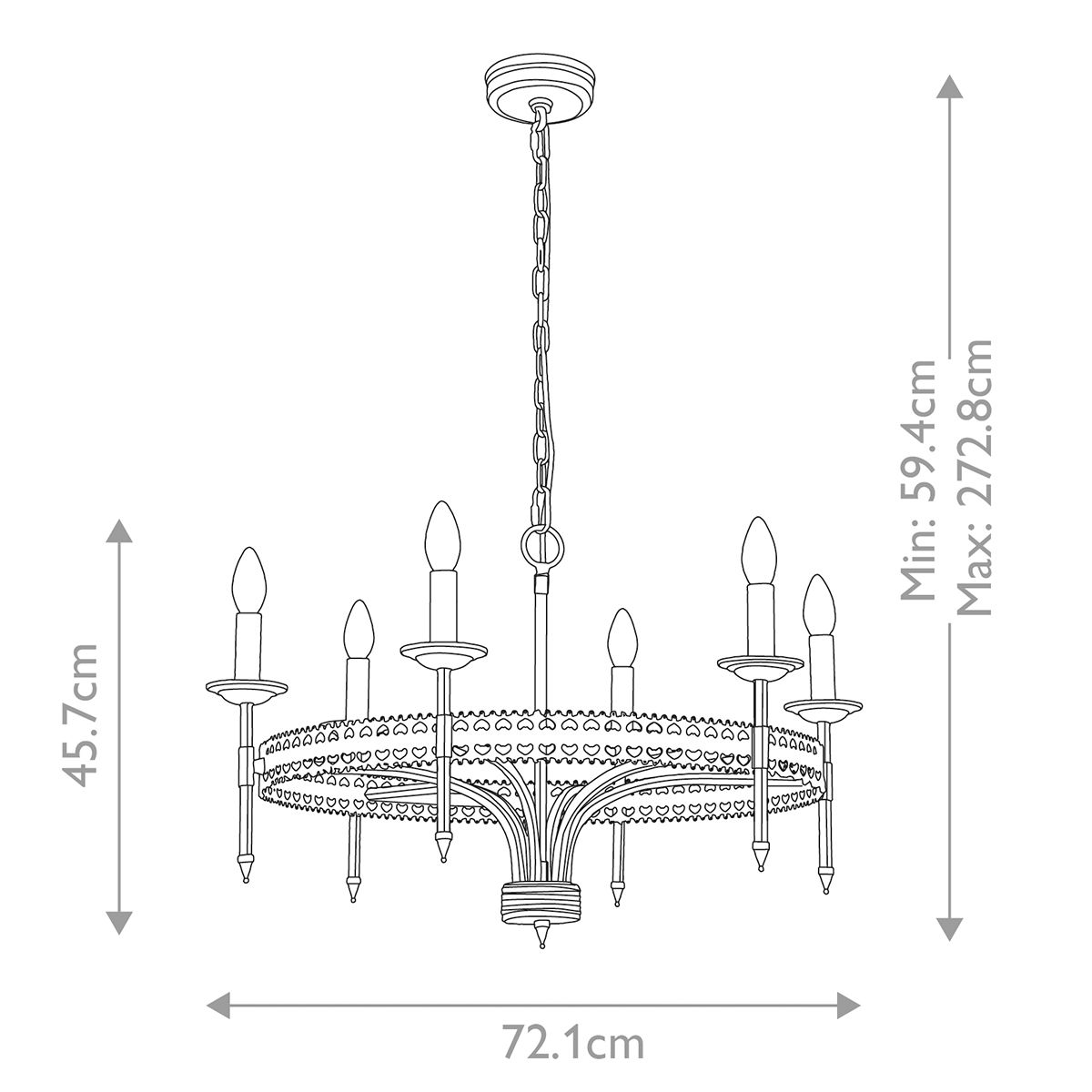 Elstead Lighting Chandelier from the Crown range. Crown 6 Light Chandelier – SKU CROWN6