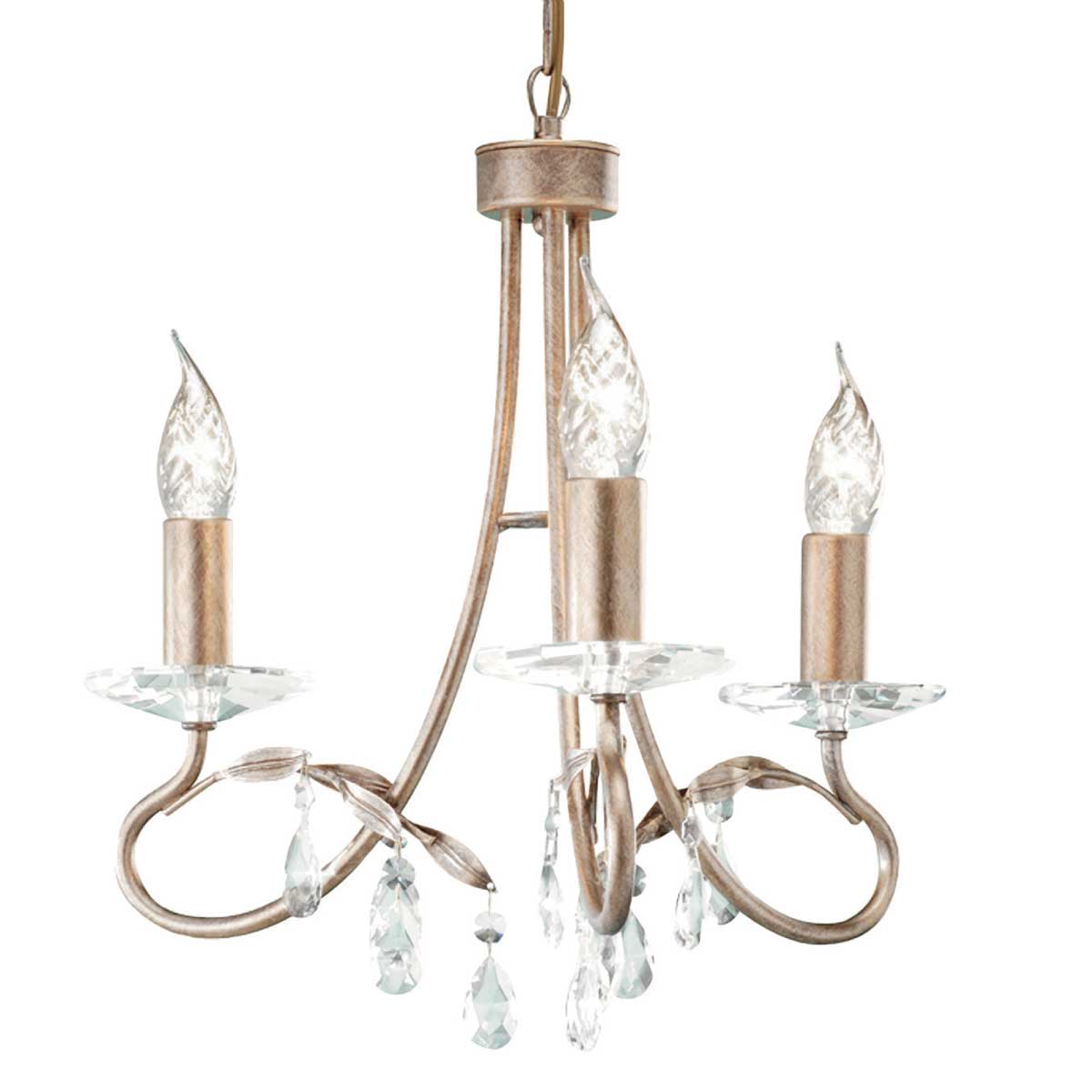 Elstead Lighting Chandelier from the Christina range. Christina 3 Light Chandelier Product Code = CRT3-SILVER-GOLD
