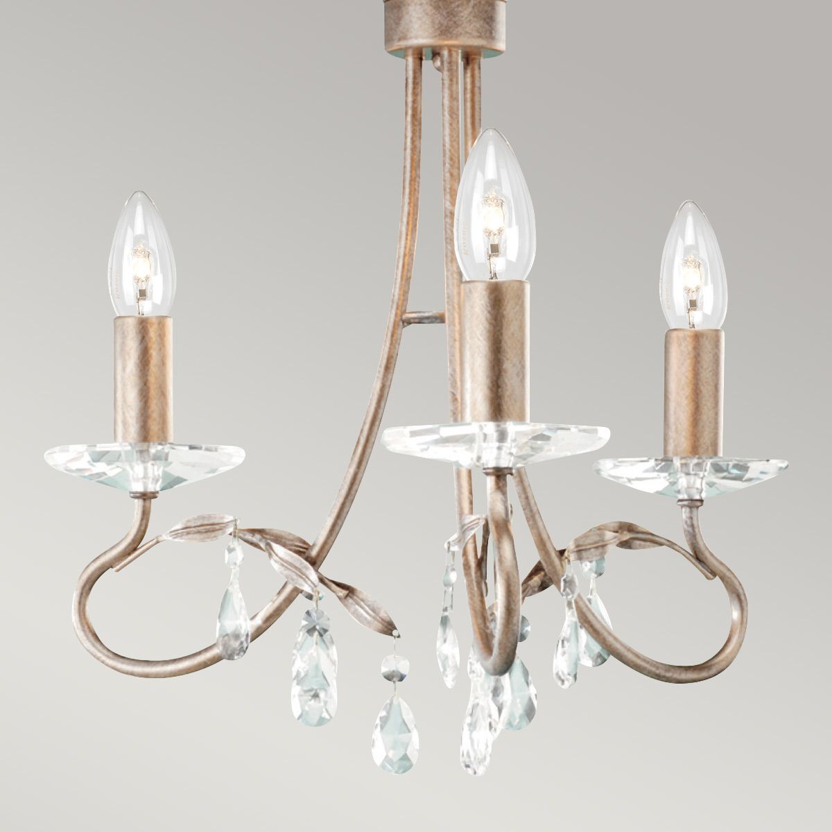 Elstead Lighting Chandelier from the Christina range. Christina 3 Light Chandelier – SKU CRT3-SILVER-GOLD