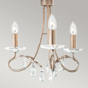 Elstead Lighting Chandelier from the Christina range. Christina 3 Light Chandelier Product Code = CRT3-SILVER-GOLD