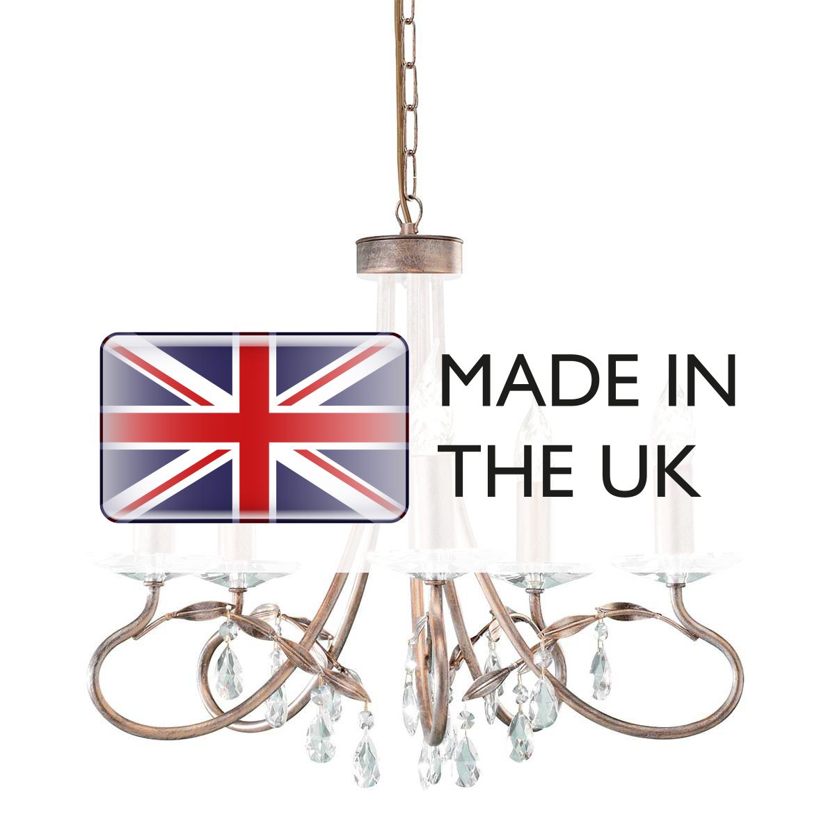 Elstead Lighting Chandelier from the Christina range. Christina 5 Light Chandelier – SKU CRT5-SILVER-GOLD