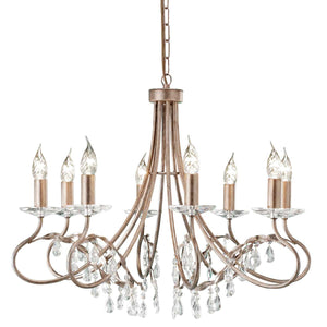 Elstead Lighting Chandelier from the Christina range. Christina 8 Light Chandelier Product Code = CRT8-SILVER-GOLD