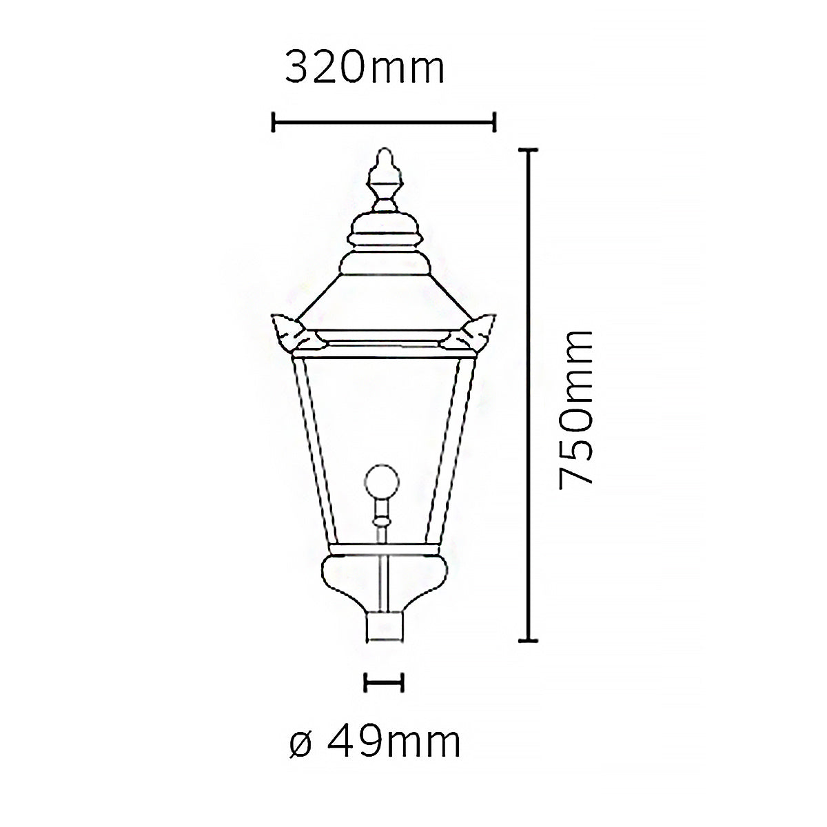 Norlys Lamp Post from the Chelsea range. Chelsea 1 Light Grande Lamp Post Head Only Product Code = CSG-HO