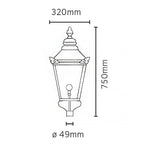 Norlys Lamp Post from the Chelsea range. Chelsea 1 Light Grande Lamp Post Head Only Product Code = CSG-HO