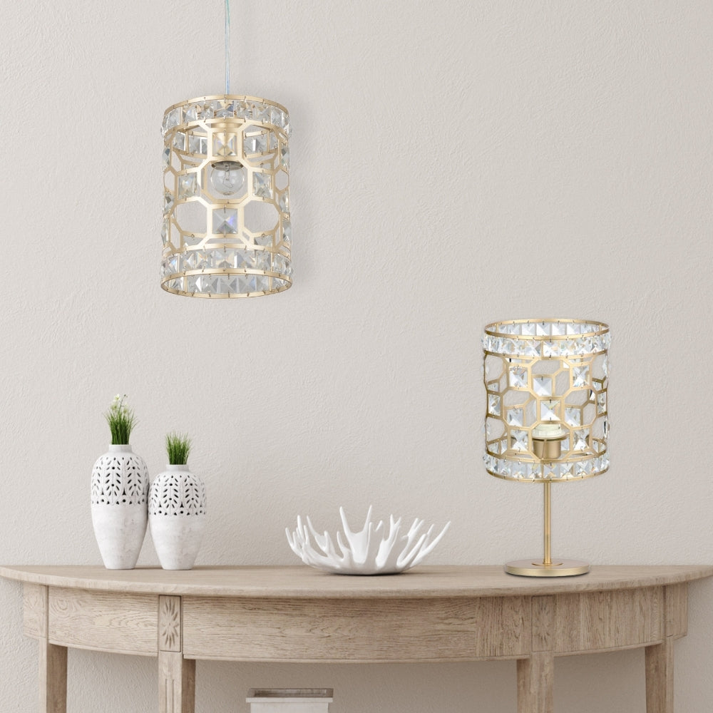 Magnalux Diana 1 Light Crystal Table Lamp Champagne Gold Part Number - DIA01CGTL