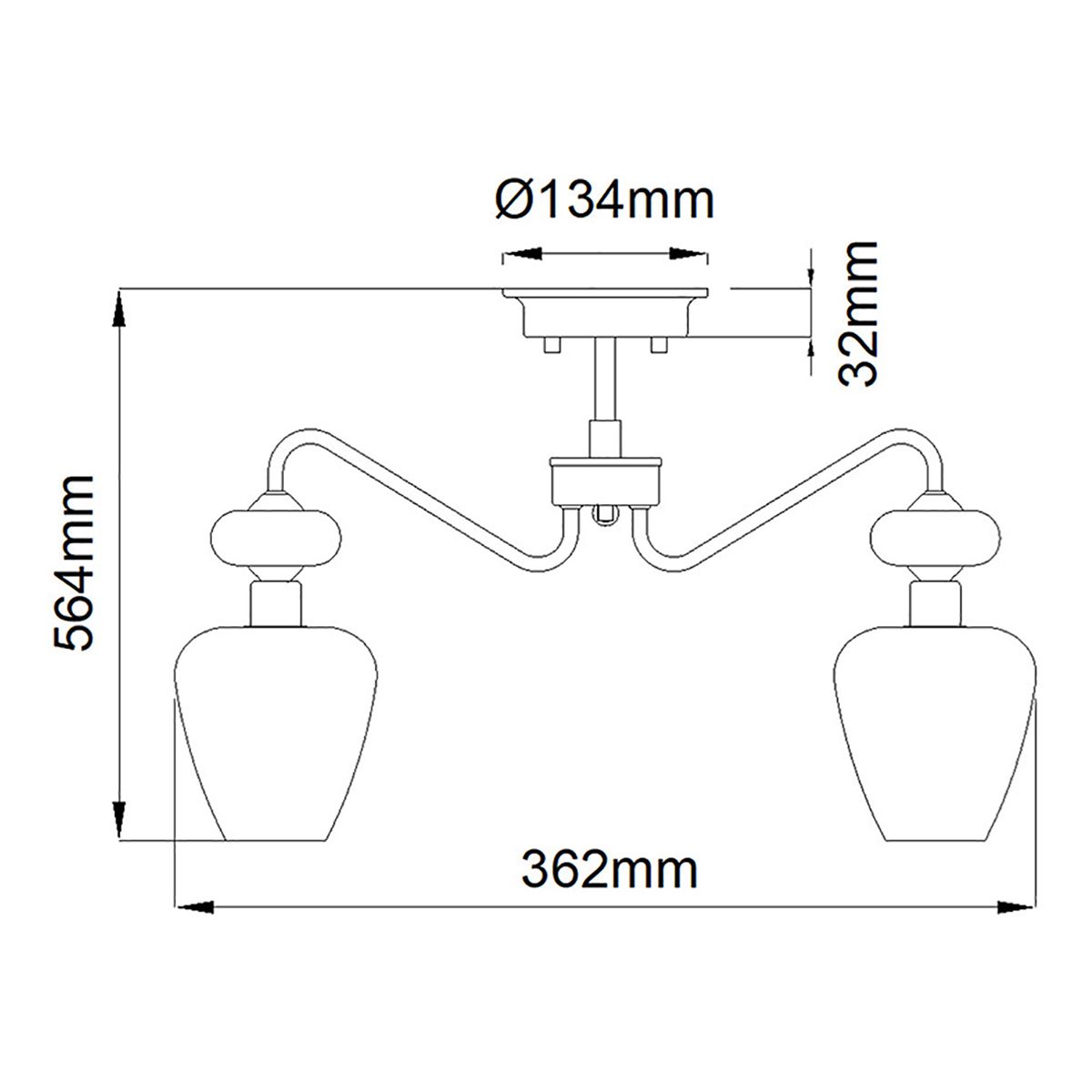 Elstead Lighting Ceiling Semi-Flush from the Armand range. Armand 3 Light Semi-Flush – SKU DL-ARMAND-SF3-AB