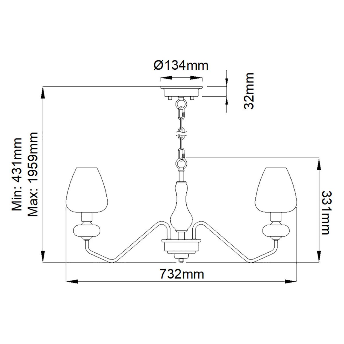 Elstead Lighting Pendant from the Armand range. Armand 3 Light Pendant – SKU DL-ARMAND3-AB