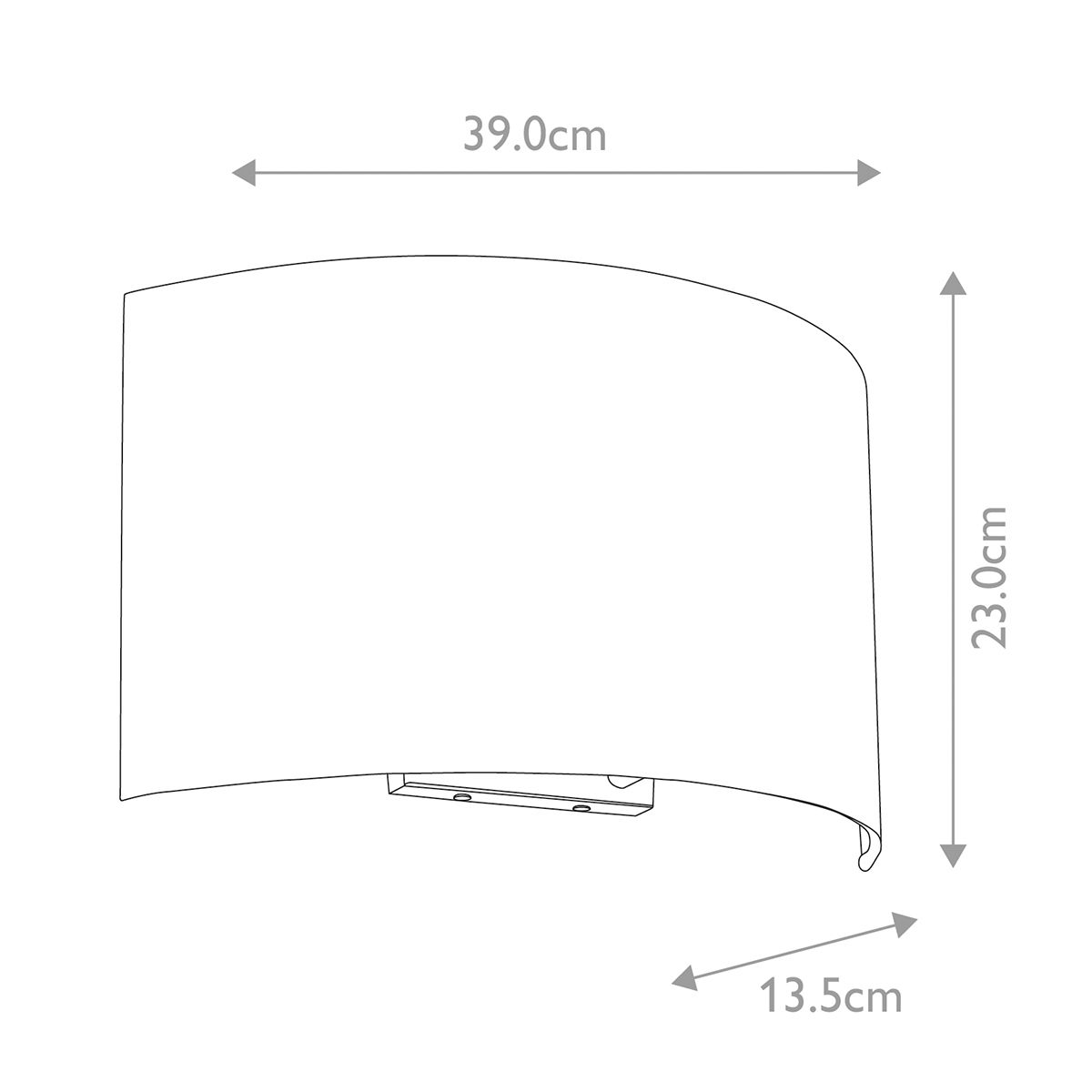 Designer's Lightbox Cooper Large Curved Wall Light with Polished Chrome Back Plate – SKU DL-COOPER-L-IV-PC