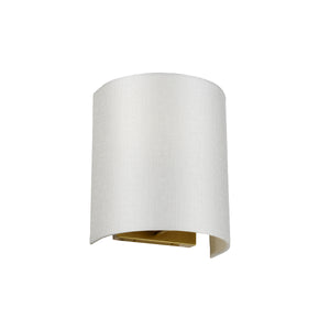 Designer's Lightbox Cooper Small Curved Wall Light with Aged Brass Back Plate DL-COOPER-S-IV-AB