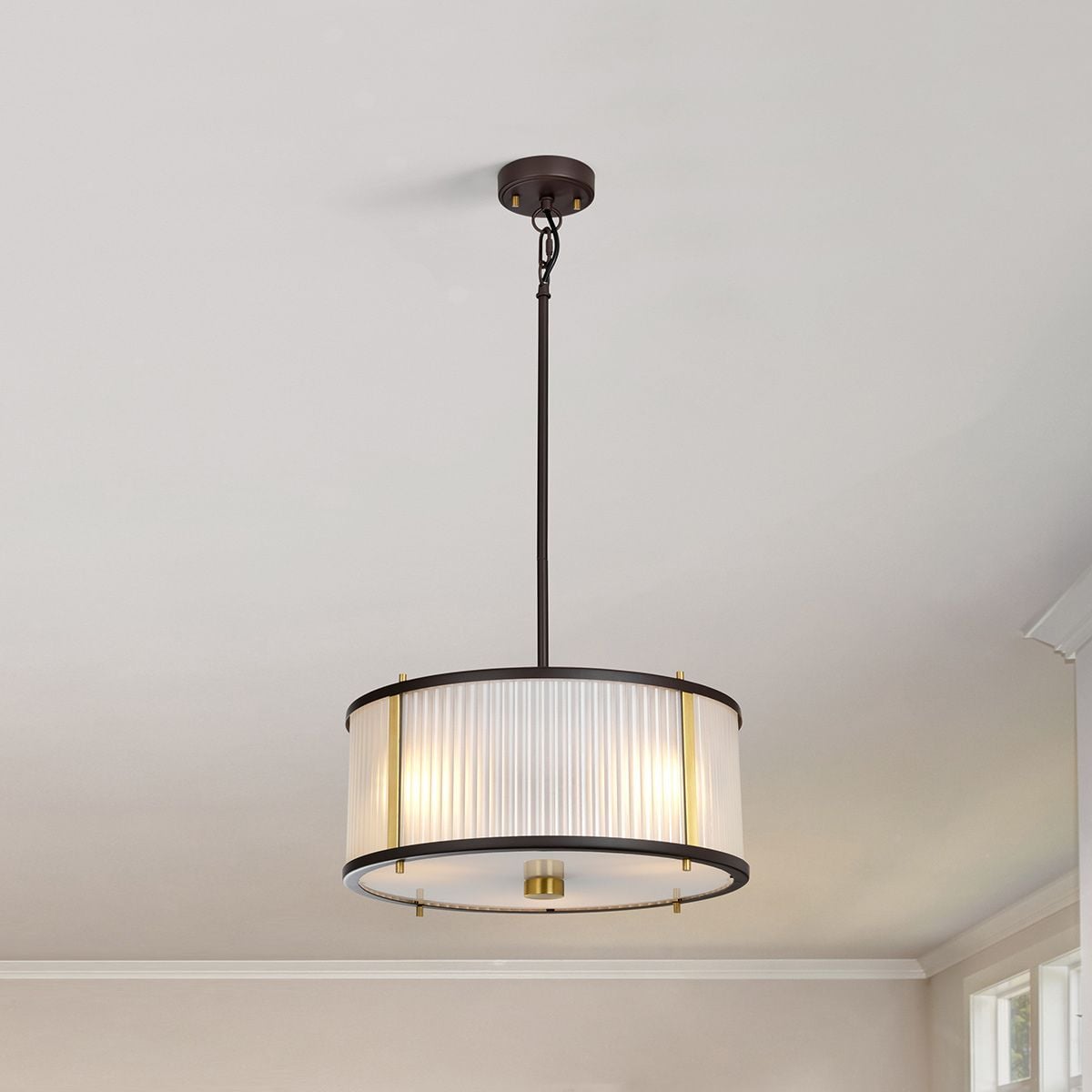 Elstead Lighting Pendant from the Corona range. Corona 3 Light Pendant – SKU DL-CORONA-3P-BAB