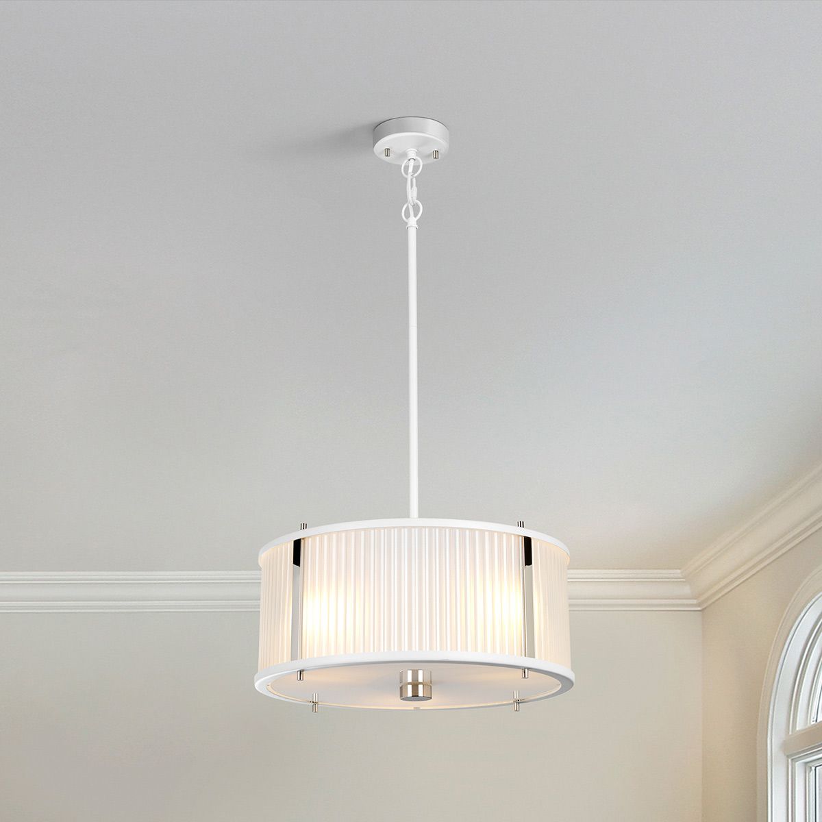 Elstead Lighting Pendant from the Corona range. Corona 3 Light Pendant – SKU DL-CORONA-3P-WPN