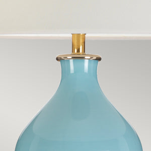 Designer's Lightbox Table Lamp from the Harbin range. Harbin Gourd 1 Light Table Lamp with Tall Empire - Duck Egg Blue Product Code = DL-HARBIN-TL-DEB
