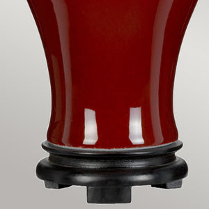 Designer's Lightbox Table Lamp from the Oxblood range. Oxblood Temple Jar 1 Light Table Lamp with Tall Empire Shade Product Code = DL-OXBLOOD-TJ-TL