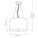 Designer's Lightbox Pendant from the Pearce range. Pearce 14" Pendant with Aged Brass Ceiling Pan – SKU DL-PEARCE14-3LT-IV-AB