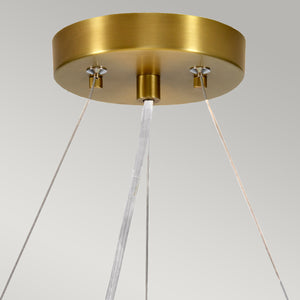 Designer's Lightbox Pendant from the Pearce range. Pearce 18" Pendant with Aged Brass Ceiling Pan Product Code = DL-PEARCE18-3LT-IV-AB