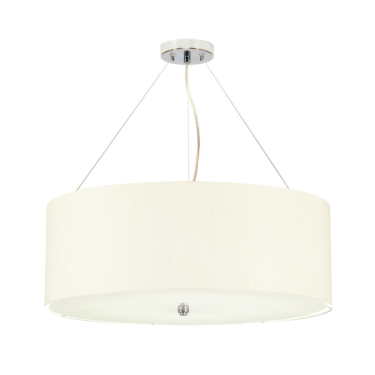 Designer's Lightbox Pendant from the Pearce range. Pearce 22" Pendant with Polished Chrome Ceiling Pan Product Code = DL-PEARCE22-5LT-IV-PC
