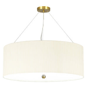 Designer's Lightbox Pendant from the Pearce range. Pearce 26" Pendant with Aged Brass Ceiling Pan Product Code = DL-PEARCE26-5LT-IV-AB