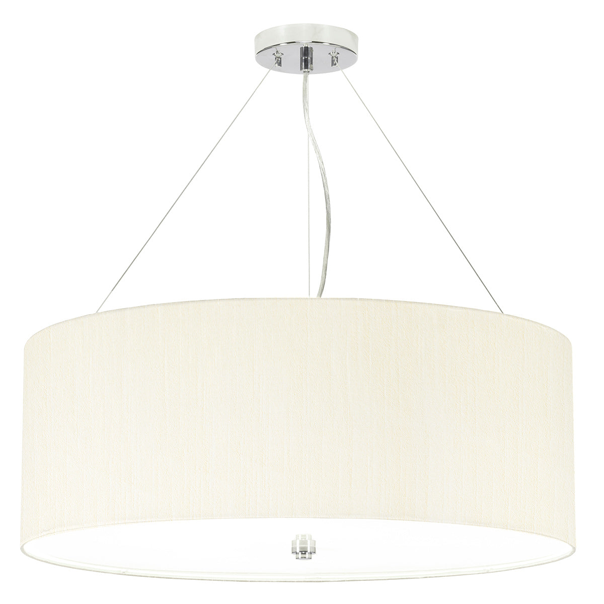Designer's Lightbox Pendant from the Pearce range. Pearce 26" Pendant with Polished Chrome Ceiling Pan Product Code = DL-PEARCE26-5LT-IV-PC