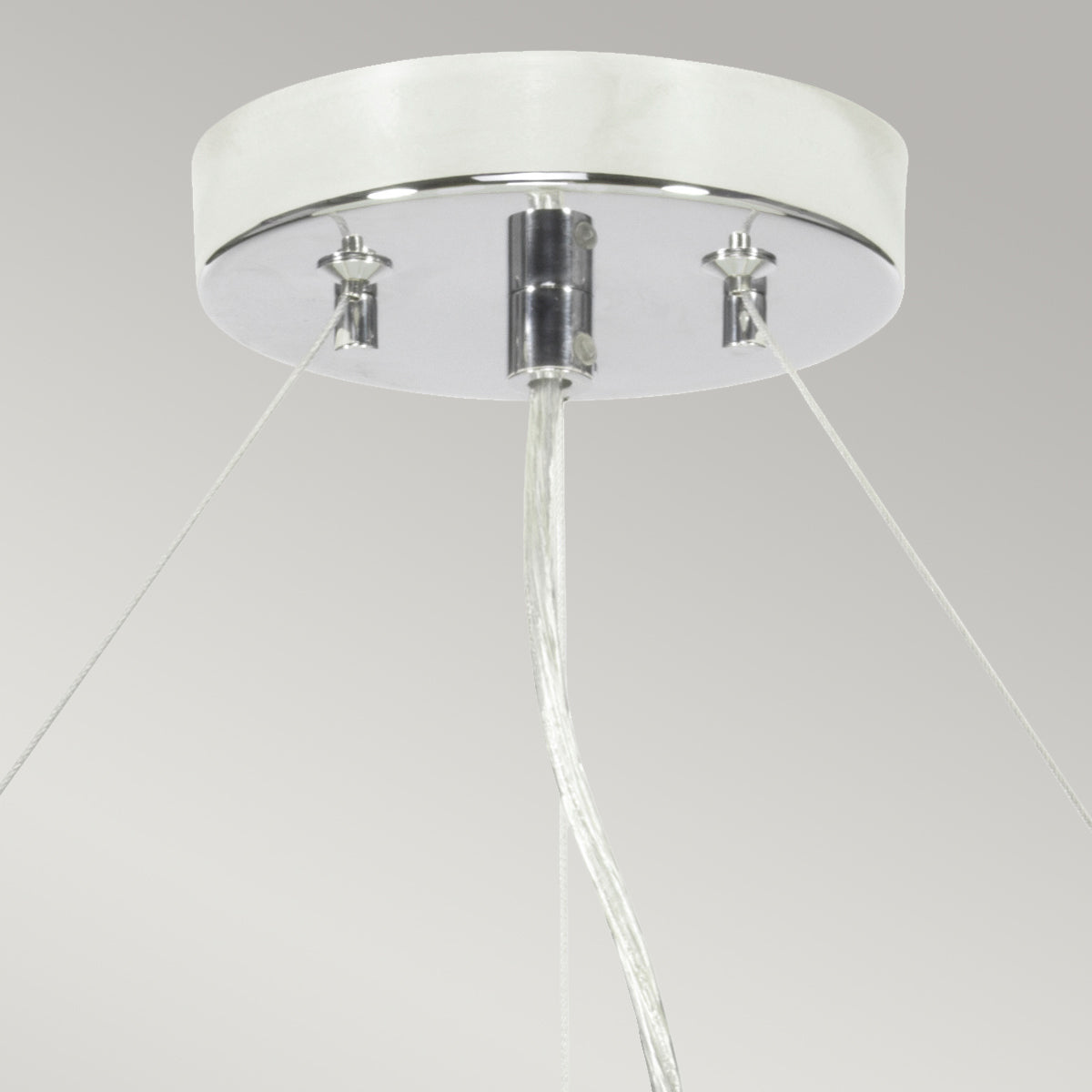 Designer's Lightbox Pendant from the Pearce range. Pearce 26" Pendant with Polished Chrome Ceiling Pan Product Code = DL-PEARCE26-5LT-IV-PC