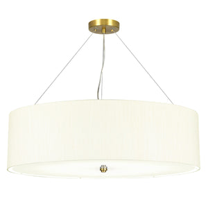 Designer's Lightbox Pendant from the Pearce range. Pearce 30" Pendant with Aged Brass Ceiling Pan Product Code = DL-PEARCE30-7LT-IV-AB