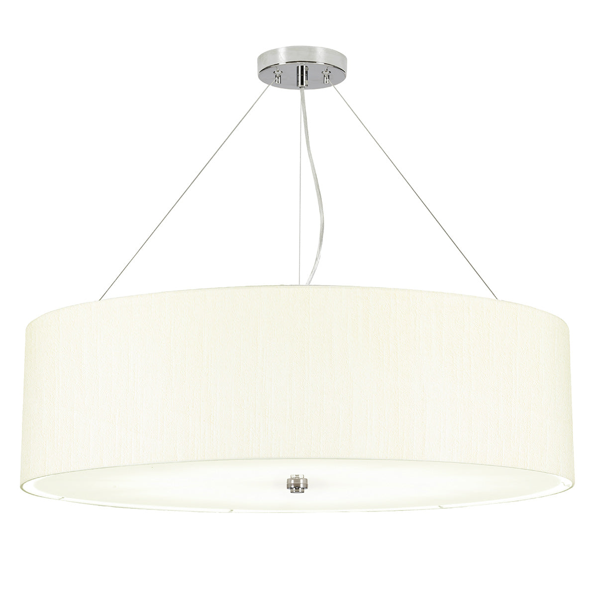 Designer's Lightbox Pendant from the Pearce range. Pearce 30" Pendant with Polished Chrome Ceiling Pan Product Code = DL-PEARCE30-7LT-IV-PC