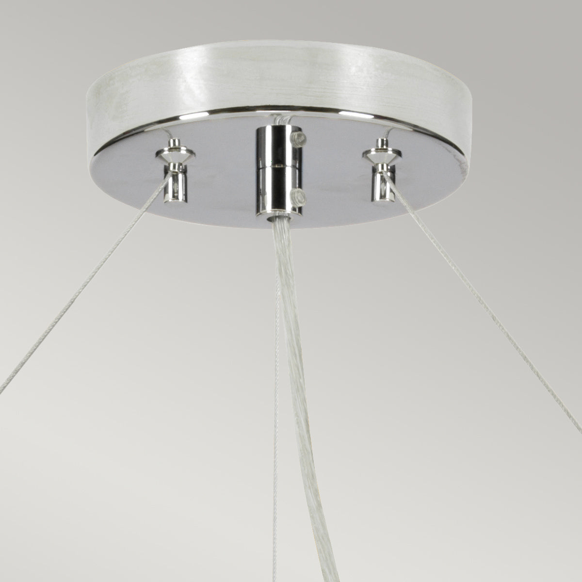 Designer's Lightbox Pendant from the Pearce range. Pearce 34" Pendant with Polished Chrome Ceiling Pan Product Code = DL-PEARCE34-7LT-IV-PC