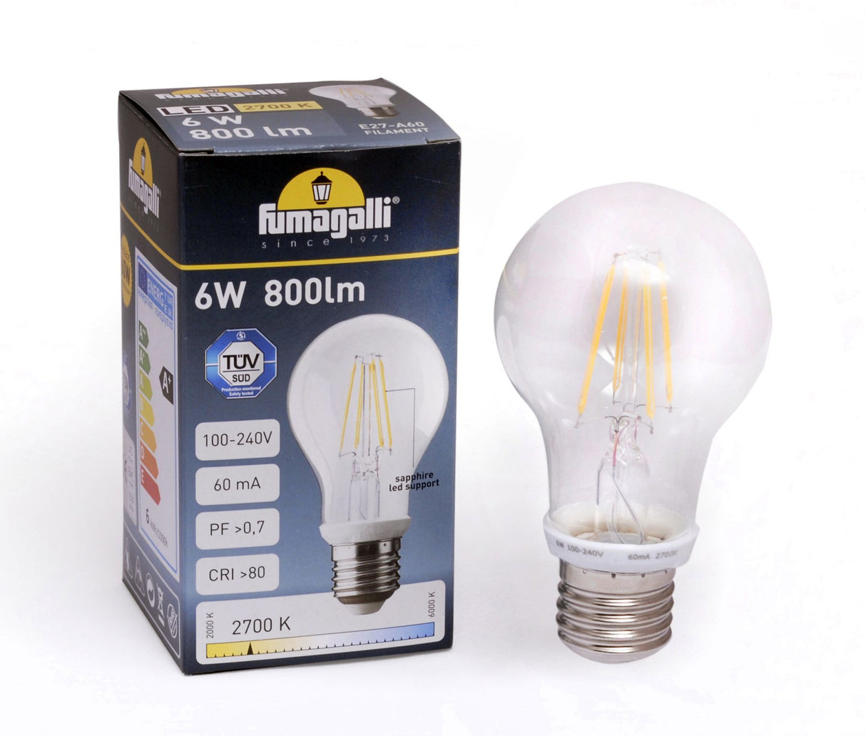 Magnalux E27 Filament LED Lamp 6W 2700K Part Number - H.LED.FIL.3K