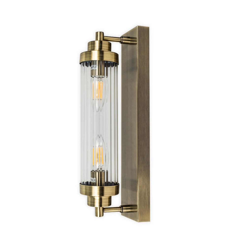 Magnalux Edith 2 Light Antique Brass IP44 Bathroom Wall Light Part Number - EDI02ABWL