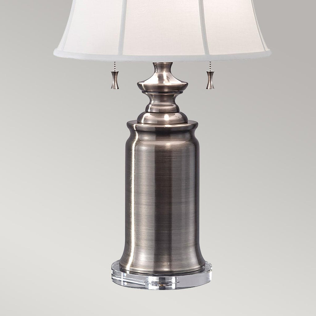 Elstead Lighting FE-STATEROOM-TL-AN - Feiss Table Lamp from the Stateroom range. Stateroom 2 Light Table Lamp - Antique Nickel Product Code = FE-STATEROOM-TL-AN