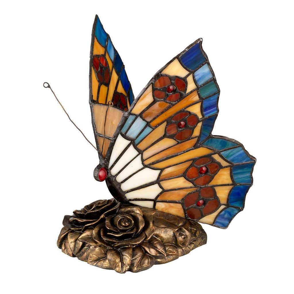 Elstead Lighting QZ-OBUTTERFLY-TL - Quoizel Table Lamp from the Tiffany Animal Lamps range. Tiffany Animal Lamps Orange Butterfly Lamp Product Code = QZ-OBUTTERFLY-TL