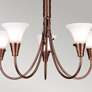 Elstead Lighting Chandelier from the Emily range. Emily 5 Light Chandelier Product Code = EM5-COPPER