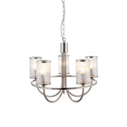Endon Lighting 100014 Henbury 5lt Pendant Indoor light fitting Bright nickel plate & ribbed bubble glass