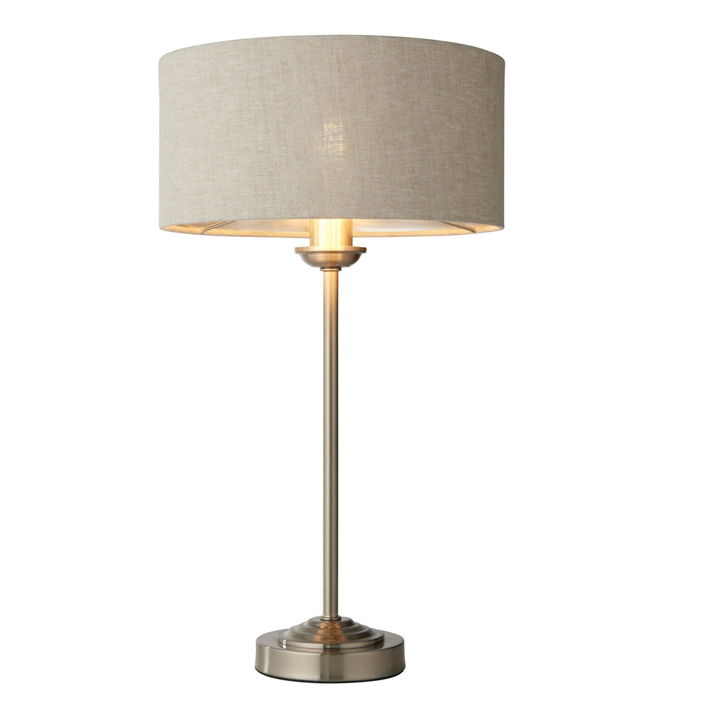 Endon Lighting 100646 - Endon Lighting 100646 Highclere Indoor Table Lamps Brushed chrome plate & natural linen Non-dimmable