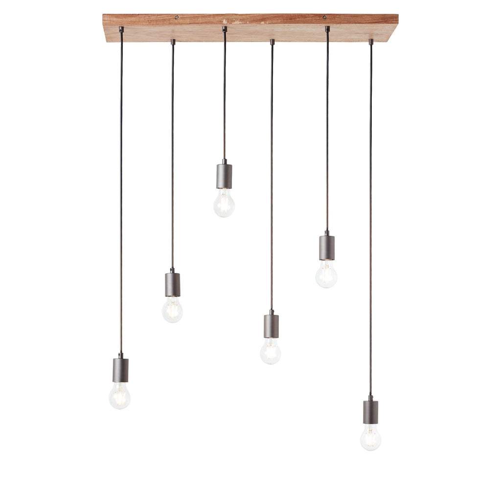 Endon Lighting 101684 - Endon Lighting 101684 Stellan Indoor Pendant Light Oak stained plywood & anthracite finish Dimmable