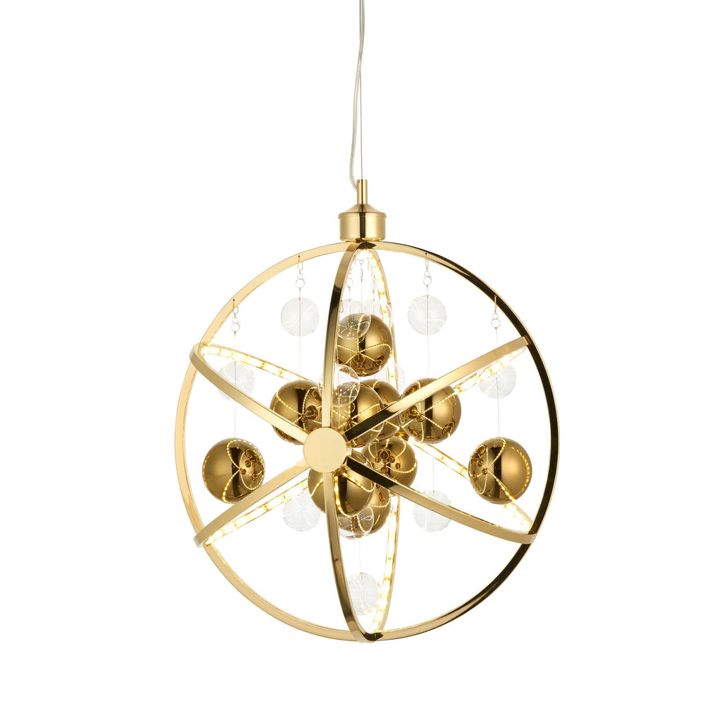 Endon Lighting 102608 - Endon Lighting 102608 Muni Indoor Pendant Light Gold effect plate with clear & gold glass Non-dimmable