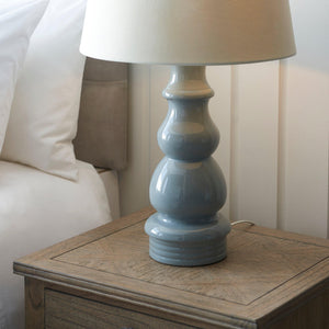 Endon Lighting 103369 - Endon Lighting 103369 Provence & Cici Indoor Table Lamps Blue grey glaze, satin nickel plate & ivory linen fabric Non-dimmable