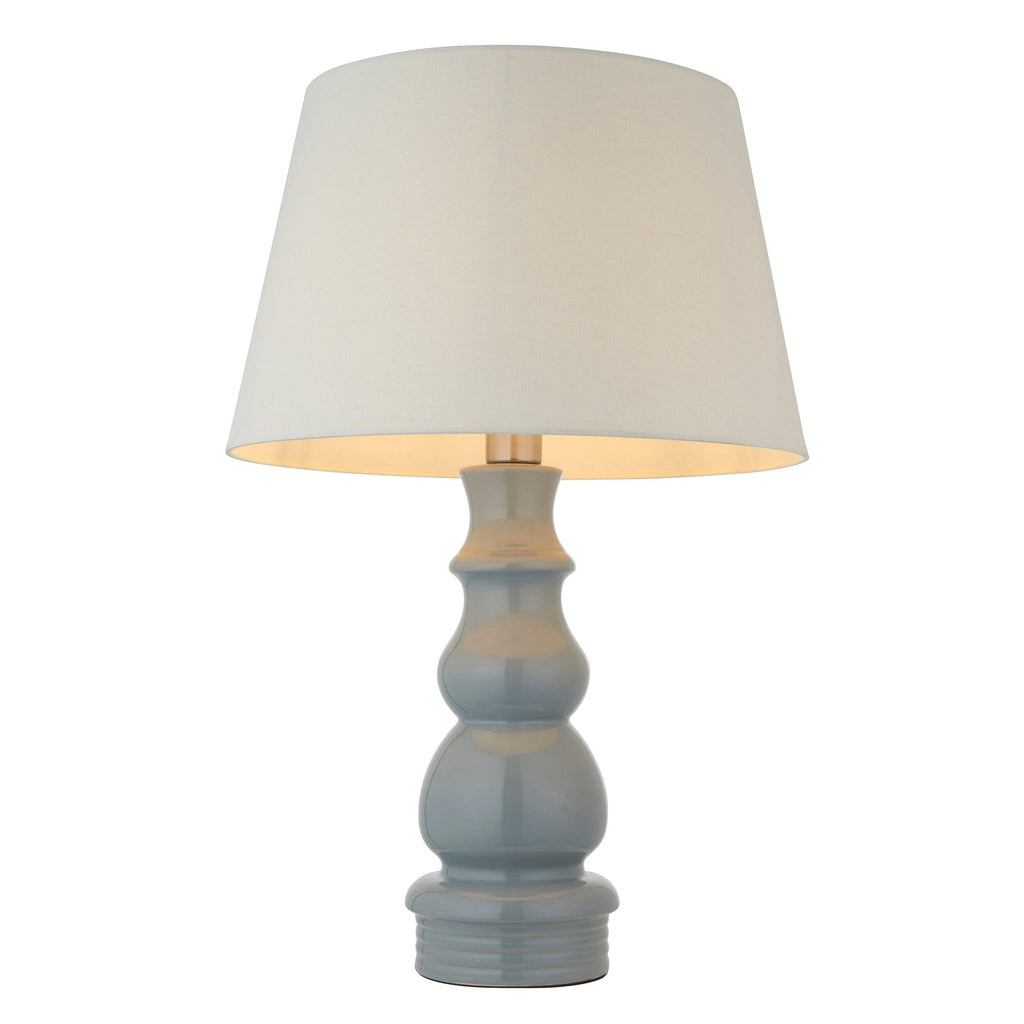 Endon Lighting 103376 - Endon Lighting 103376 Provence & Cici Indoor Table Lamps Blue grey glaze, satin nickel plate & ivory linen fabric Non-dimmable